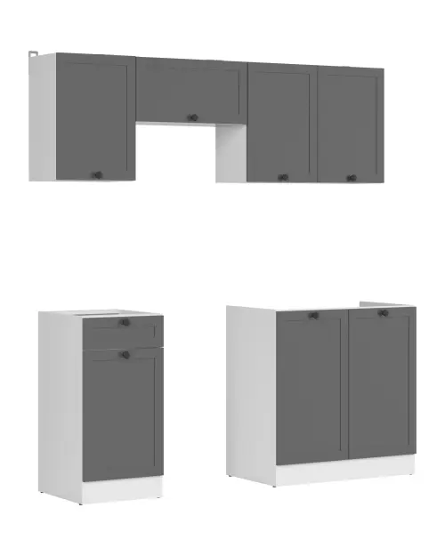 Zestaw kuchenny Junona Line 180 cm grafitowy bez blatu
