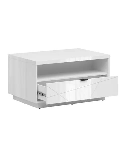 Mesa de centro Forn 90x60 con cajón blanco brillo