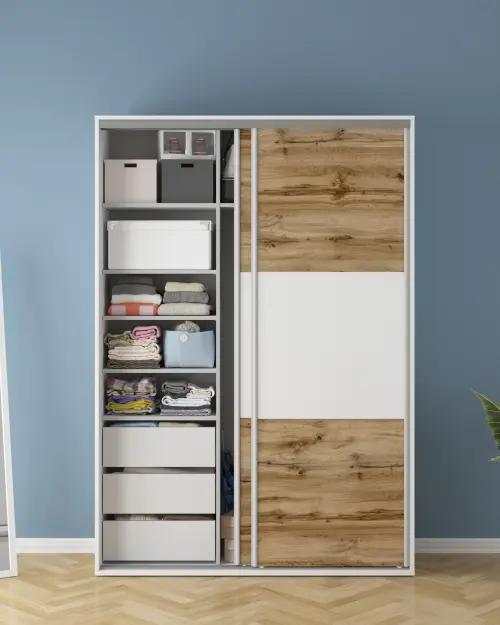 Шкаф-купе Flex 150 см белый/дуб вотан