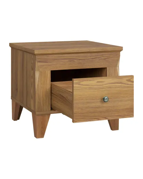 Mesita de noche Bergen 50 cm con cajón alerce sibiu dorado