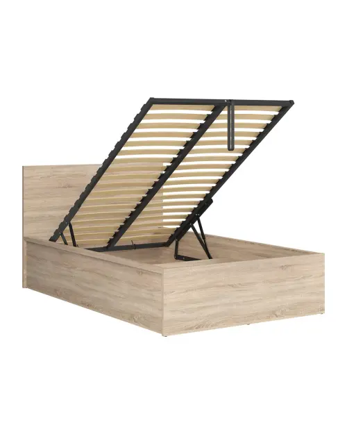 Cama Tetrix 120x200 con somier y contenedor roble sonoma