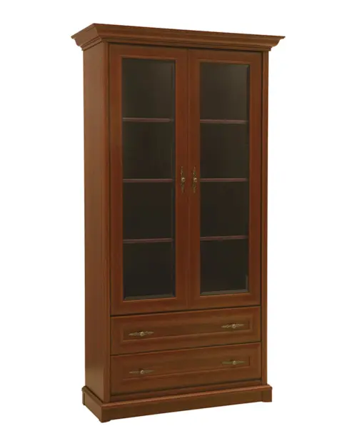 Vitrina Kent con 2 puertas y 2 cajones castaño