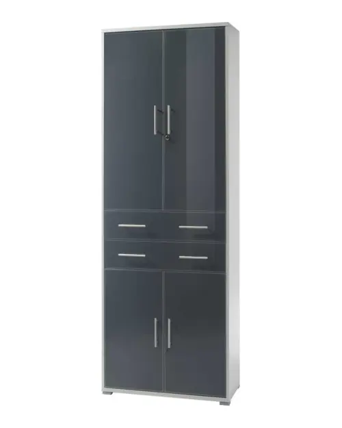 Estantería Office Lux 79 cm con 4 puertas y 2 cajones gris claro
