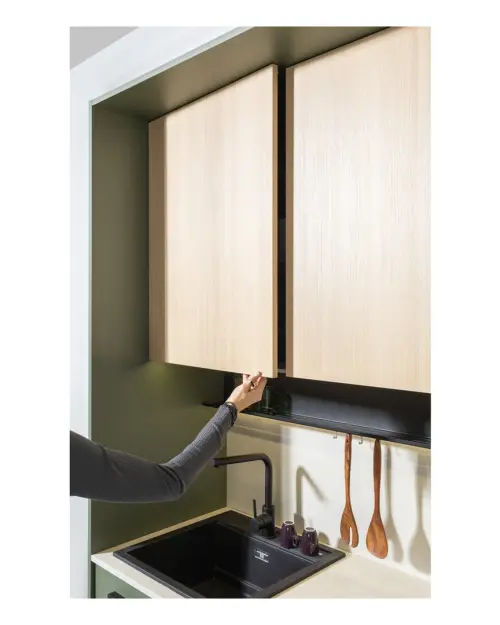 Juego de cocina Milino Small 210 cm blanco/roble con encimera