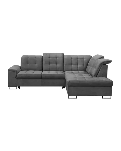 Угловой диван правосторонний Aragon раскладной с регулируемым подголовником и сиденьем серый