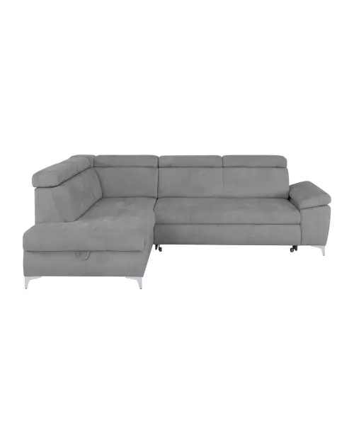 Left-hand corner sofa Raul pull-out with storage grey