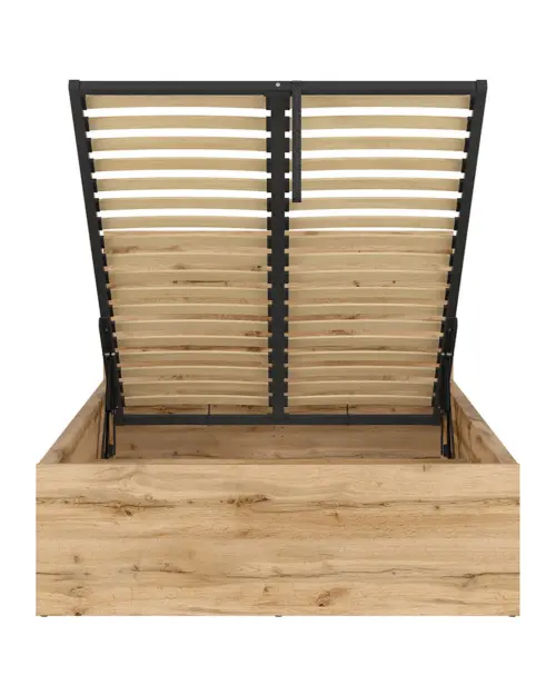 Cama Tetrix 120x200 con somier y contenedor roble wotan