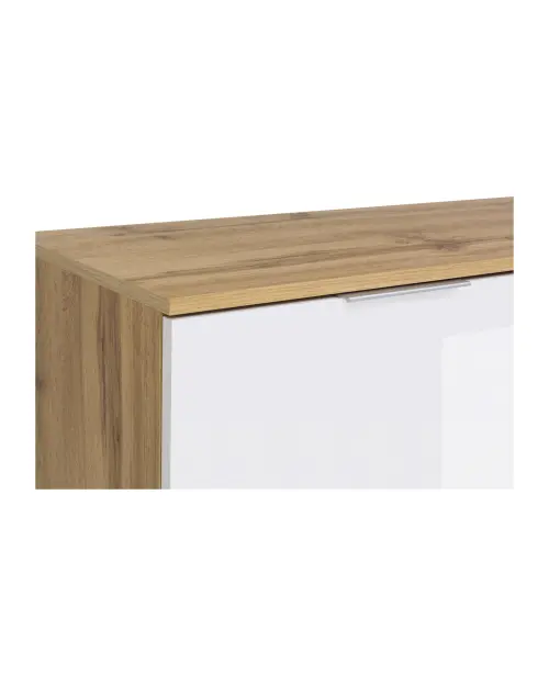 Armario Zele 104 cm de cuatro puertas roble wotan/blanco brillo