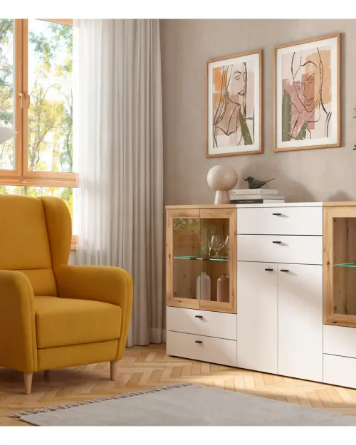 Vitrina System 64 con 2 puertas roble coast evoke