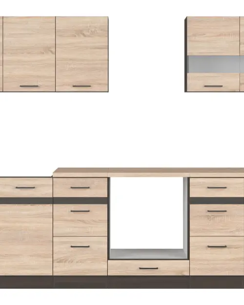 Conjunto de cocina Junona Line 260 cm roble sonoma con encimera