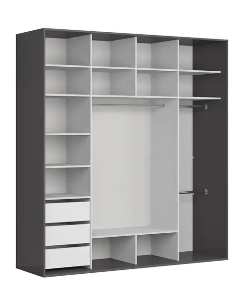 Armario de puertas correderas Flex 220 cm con espejo grafito/roble wotan