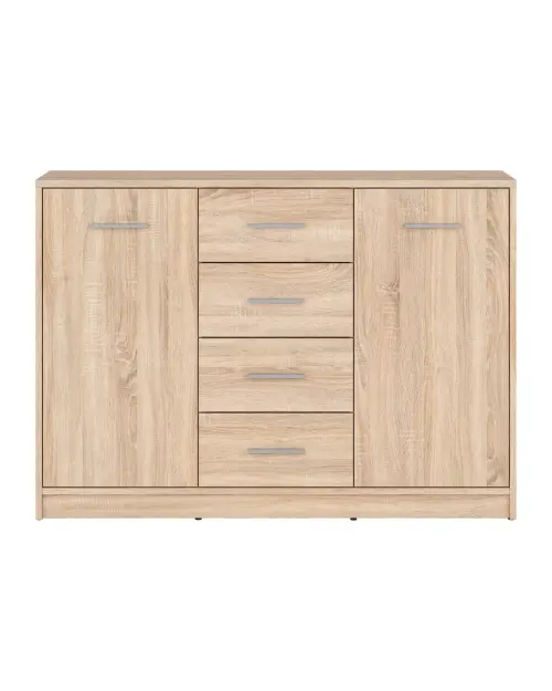Cómoda Nepo Plus 119 cm con 2 puertas y 4 cajones roble sonoma