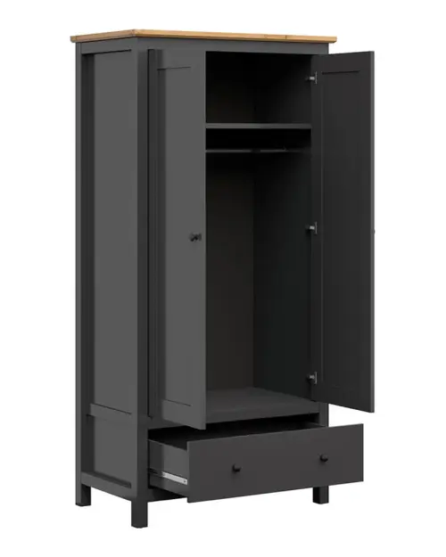 Armario de dos puertas Hesen 101 cm grafito/roble artisan