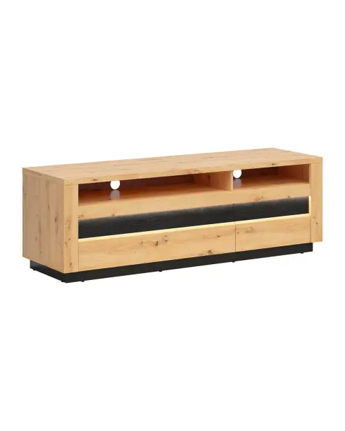 Mueble RTV Ostia 161 cm con 2 cajones y un estante roble artisan