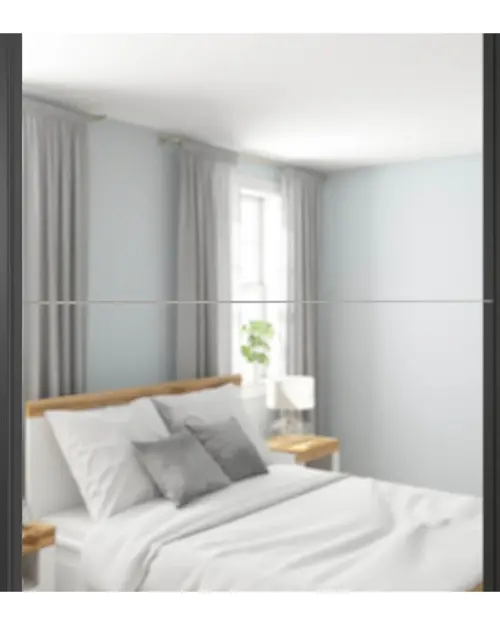 Armario de puertas correderas Tetrix 183 cm con espejo blanco brillo