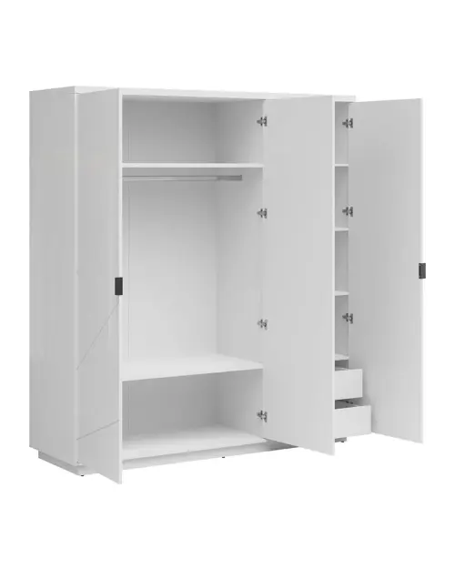 Armario de tres puertas Forn 180 cm blanco alto brillo