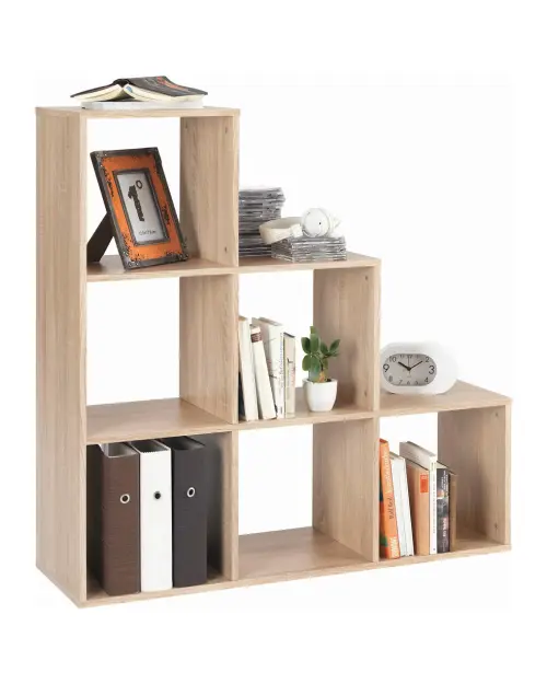 Estantería Luna 112 cm con 6 estantes roble sonoma