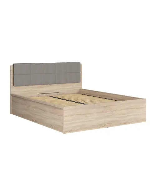 Cama Tetrix 160x200 con somier y contenedor roble sonoma
