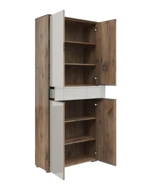 Estantería Nevada 81 cm con 4 puertas y un cajón roble flagstaff oscuro