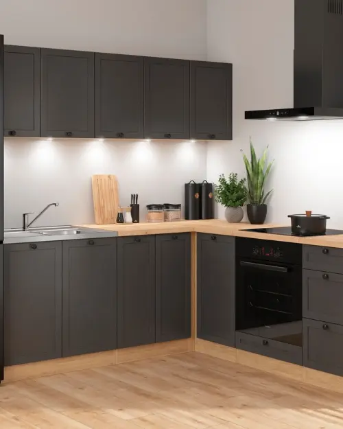 Conjunto de cocina rinconera Junona Line 200x200 grafito sin encimera