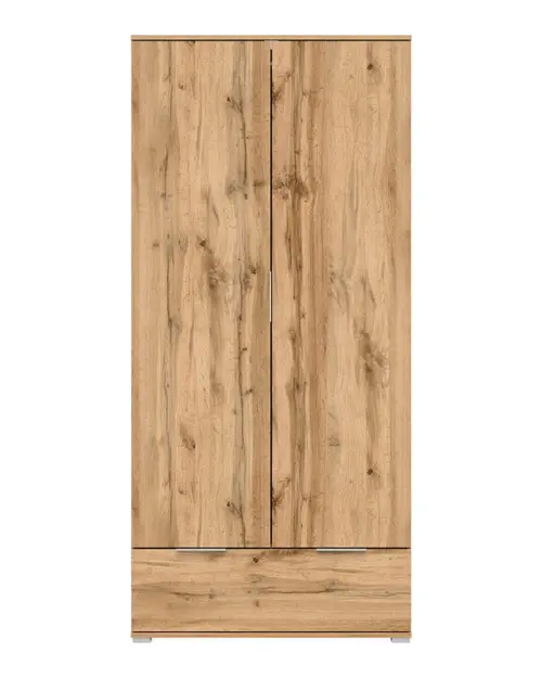 Armario de dos puertas Zele 90 cm con cajón roble wotan