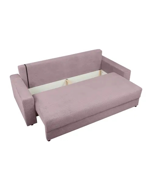 Garcia three-seater sofa bed with storage pink velvet