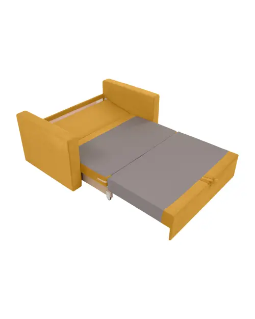 Two-seater sofa bed Bunio III with storage yellow