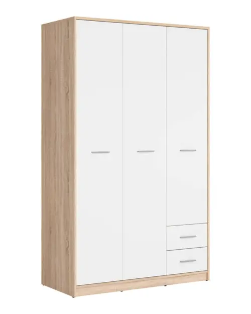 Armario de tres puertas Nepo Plus 118 cm con cajones roble sonoma/blanco