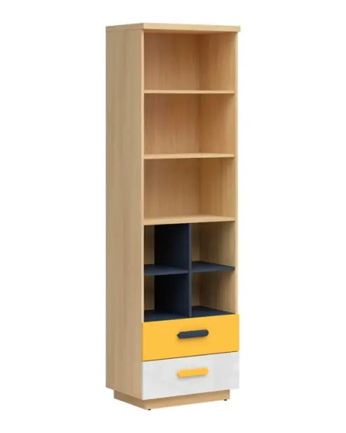 Estantería Wesker 60 cm con 2 cajones y 4 estantes roble polaco