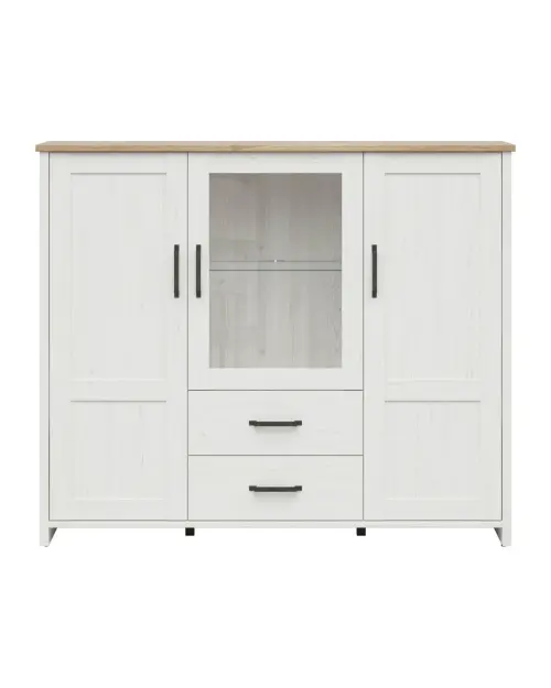 Vitrina Loksa 160 cm con 3 puertas pino andersen blanco