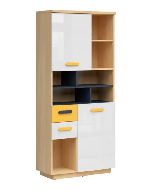 Estantería Wesker 90 cm con 2 puertas 2 cajones y 4 estantes roble polaco