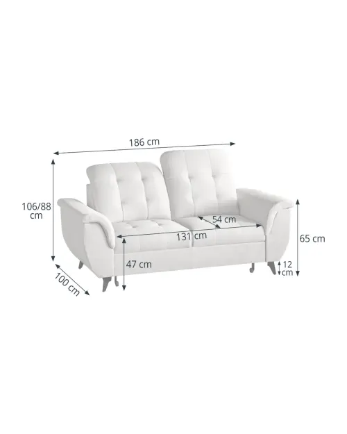 Dwuosobowa sofa Doria z pojemnikiem z kremowego weluru