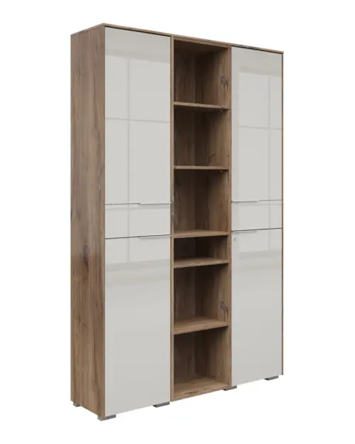 Estantería Nevada A 122 cm con 2 puertas y estantes roble flagstaff oscuro