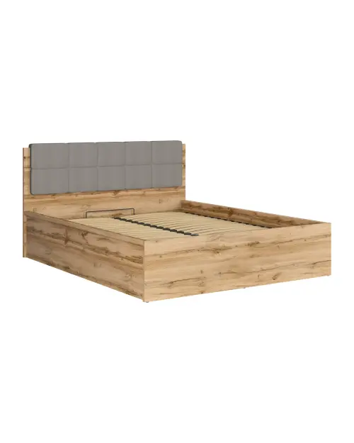Cama Tetrix 160x200 con somier y contenedor roble wotan
