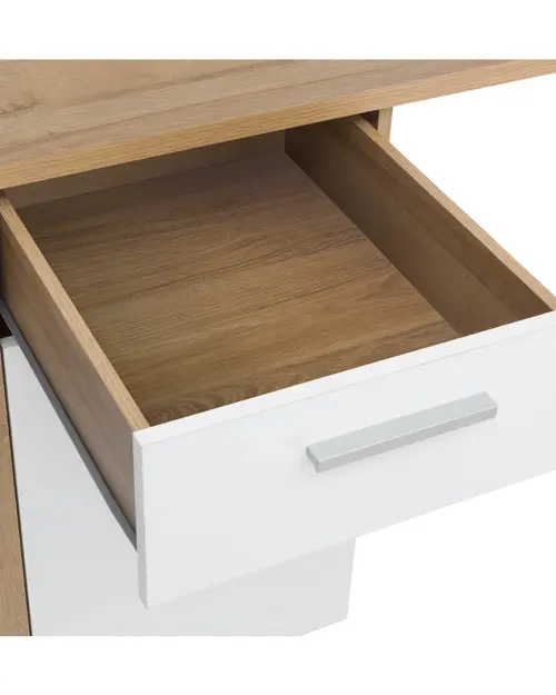 Escritorio Balder 120 cm con puertas y cajón roble riviera/blanco