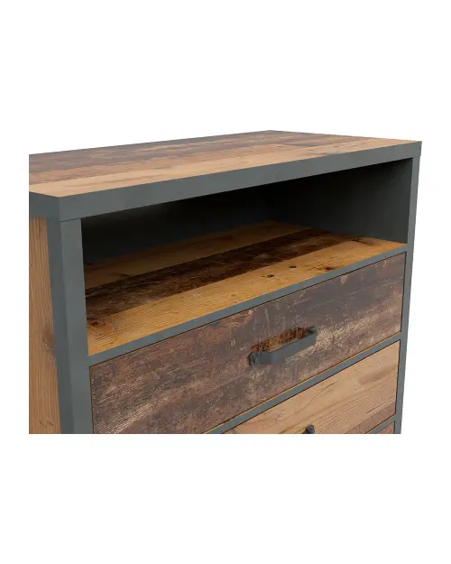 Cómoda Weston 90 cm con 3 cajones y estante pino old style