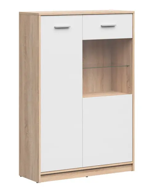 Vitrina Nepo Plus 90 cm con 2 puertas roble sonoma/blanco