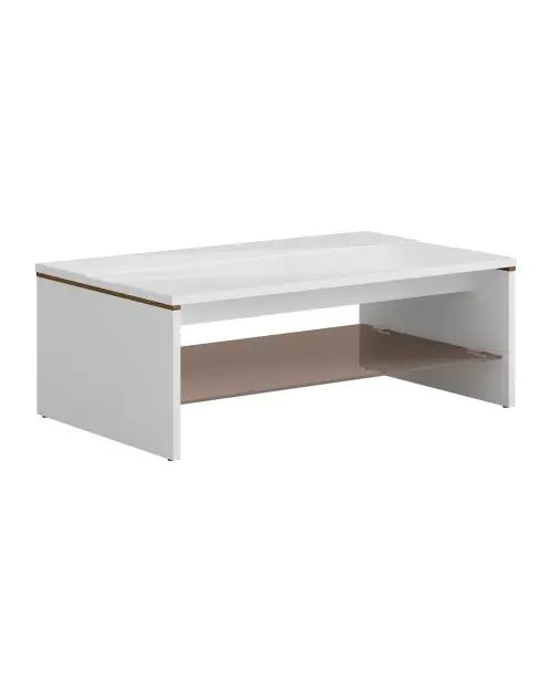 Mesa de centro Azteca Trio 110x65 con estante de vidrio roble canterbury/blanco