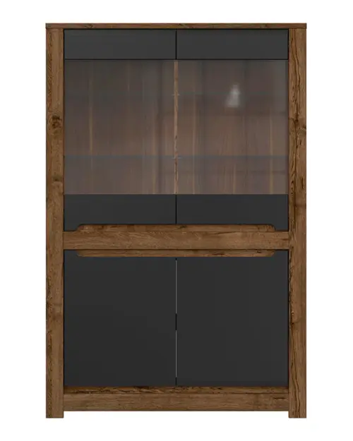 Vitrina Ruso 104 cm con 4 puertas roble april/negro mate