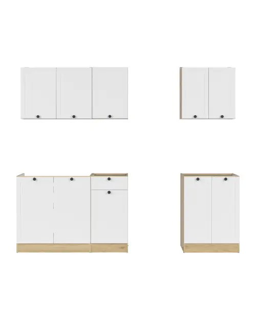 Conjunto de cocina Junona Line A 180 cm blanco sin encimera