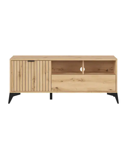 Mueble RTV Lamea 135 cm con puertas, cajón y estante roble artisan
