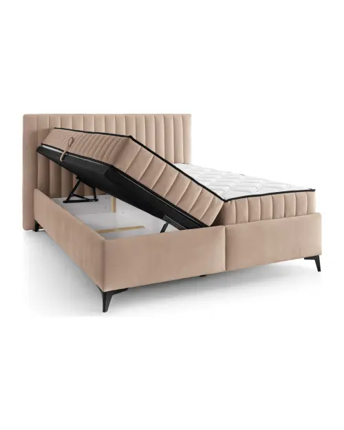 Continental bed Joy 160x200 with storage dark beige