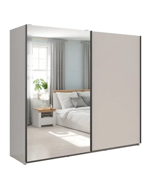 Armario de puertas correderas Tetrix 220 cm con espejo cachemira