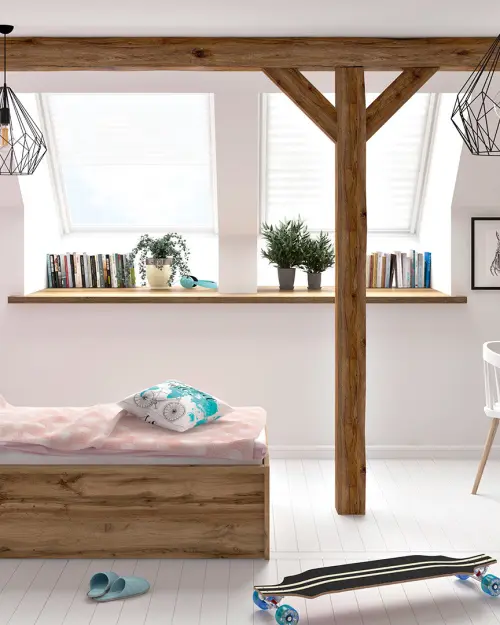 Cama Tetrix 90x200 con somier y contenedor roble wotan