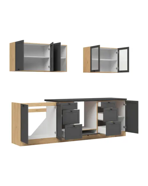 Conjunto de cocina Junona Line 260 cm grafito con encimera