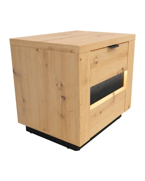 Mesita de noche Ostia 54 cm con cajones roble artisan/roble negro