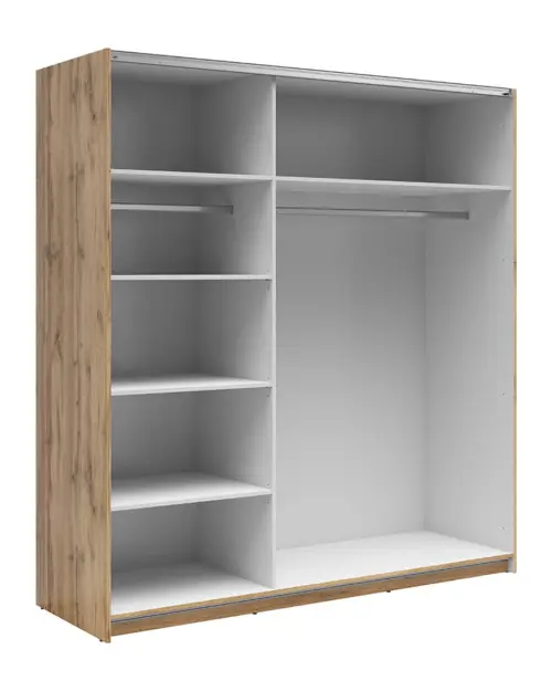 Armario corredero Tetrix 183 cm con espejo roble wotan