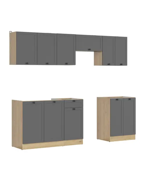 Conjunto de cocina Junona Line 240 cm grafito sin encimera