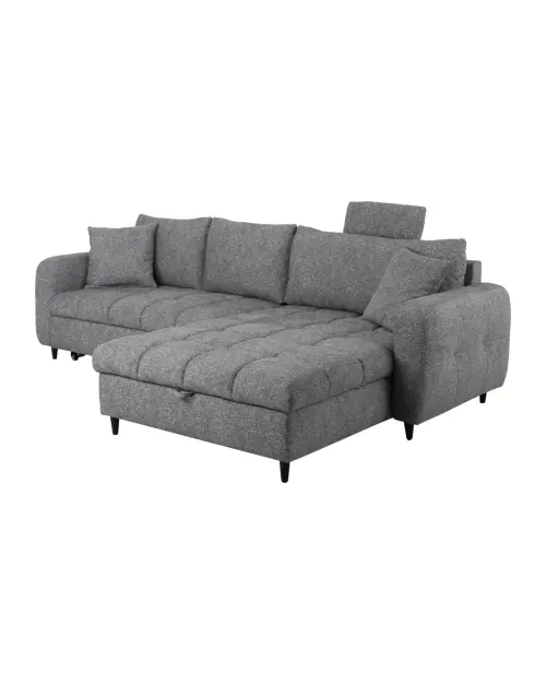 Sofá rinconera universal Twist New desplegable con arcón gris