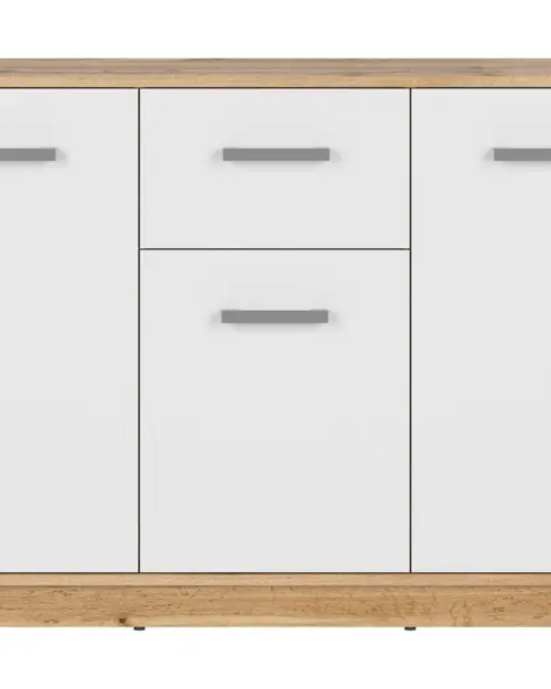 Cómoda Matos 119 cm con 3 puertas y un cajón roble wotan/blanco